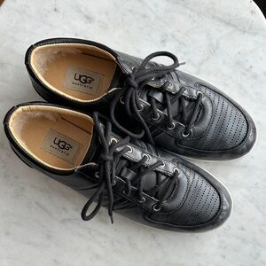 UGG Brook-Lin Men's Two-Tone Distressed Pewter Leather Sneakers Size 9